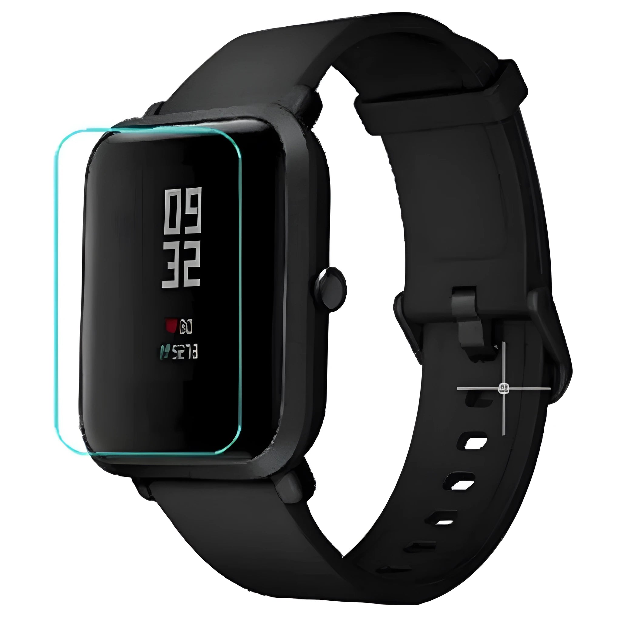 Amazfit Bip S smartwatch with transparent TPU hydrogel screen protector applied