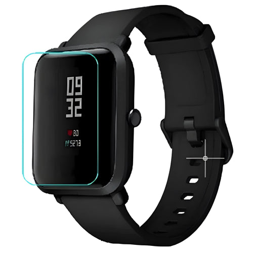 Amazfit Bip S smartwatch with transparent TPU hydrogel screen protector applied