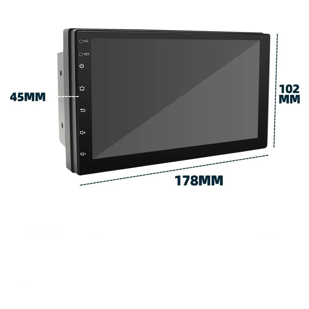 Universal car MP5 player with 7-inch screen showing Carplay interface and GPS navigation