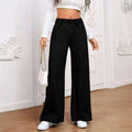 Light blue washed wide-leg women's jeans with straight trouser silhouette