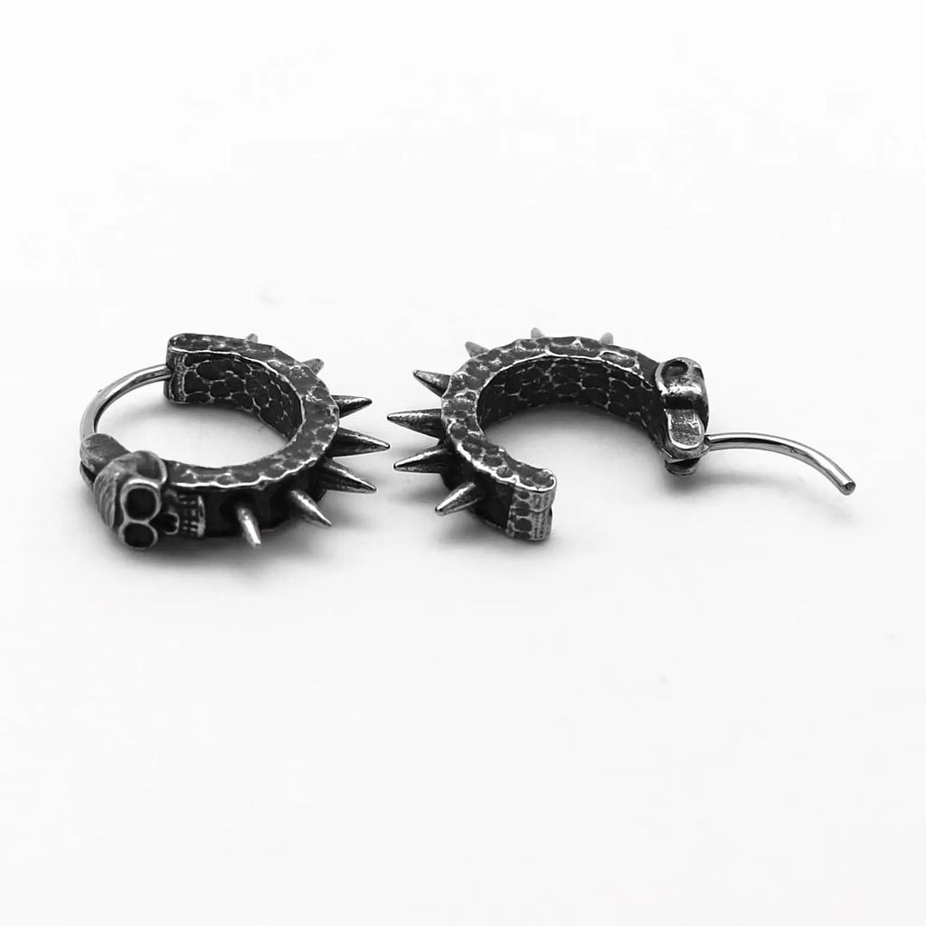 Motorcycle punk earrings with copper plastic finish and retro black geometric design for men and women
