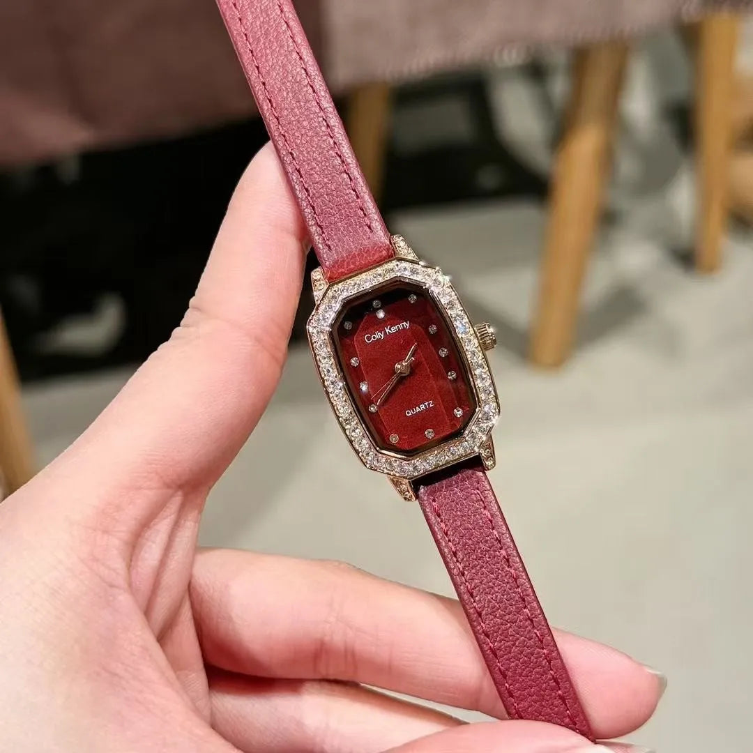 Alloy Ankela women's watch with octagonal diamond and rose gold Chinese style design details