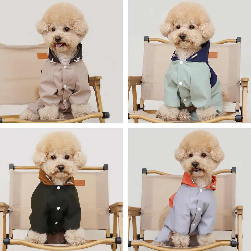 Polyester waterproof dog jacket in khaki, light green, Army Green or orange for small to medium dogs