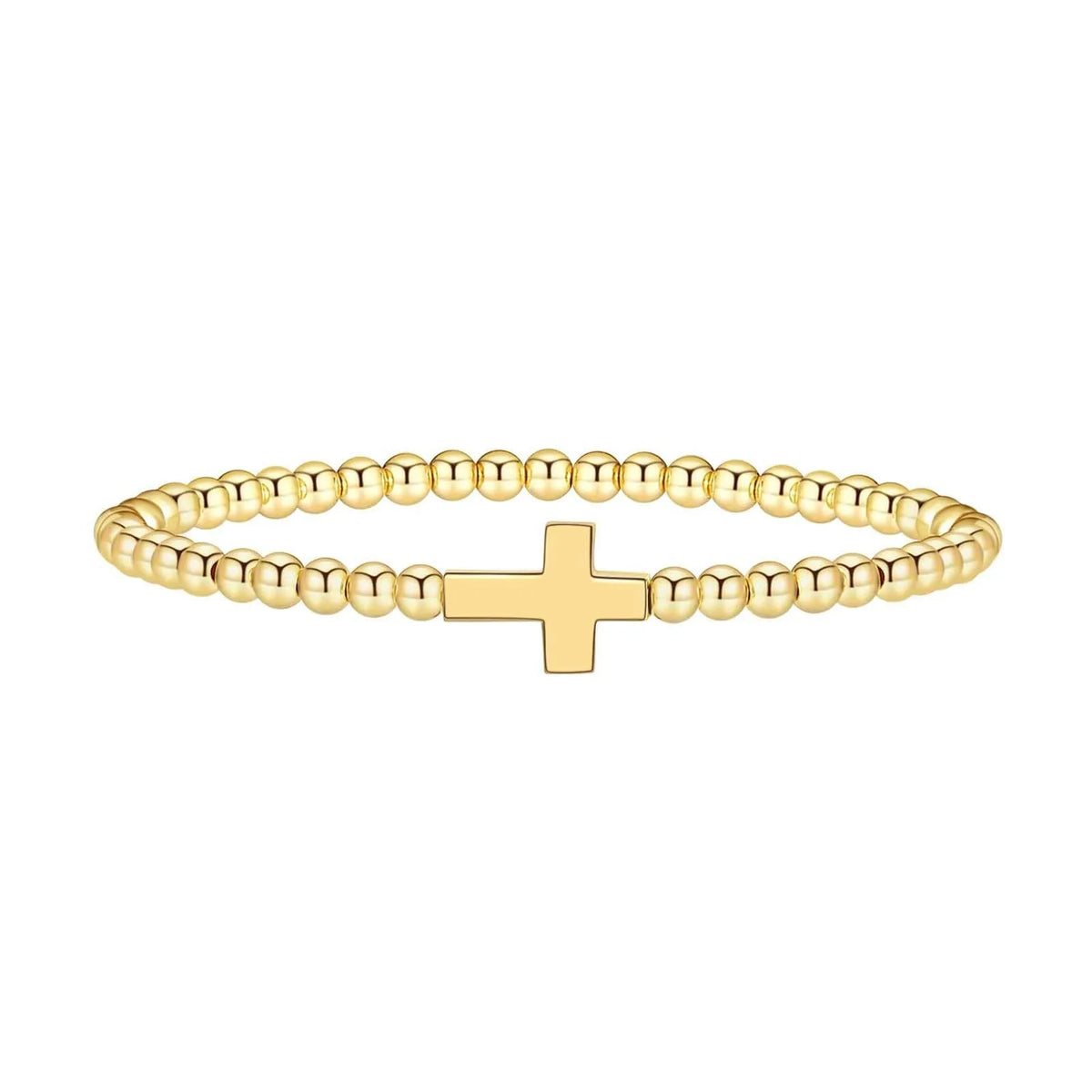 Adjustable stainless steel beaded bracelet in geometric design with round elements