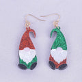 Santa Claus cartoon character acrylic earrings in red and green festive colours