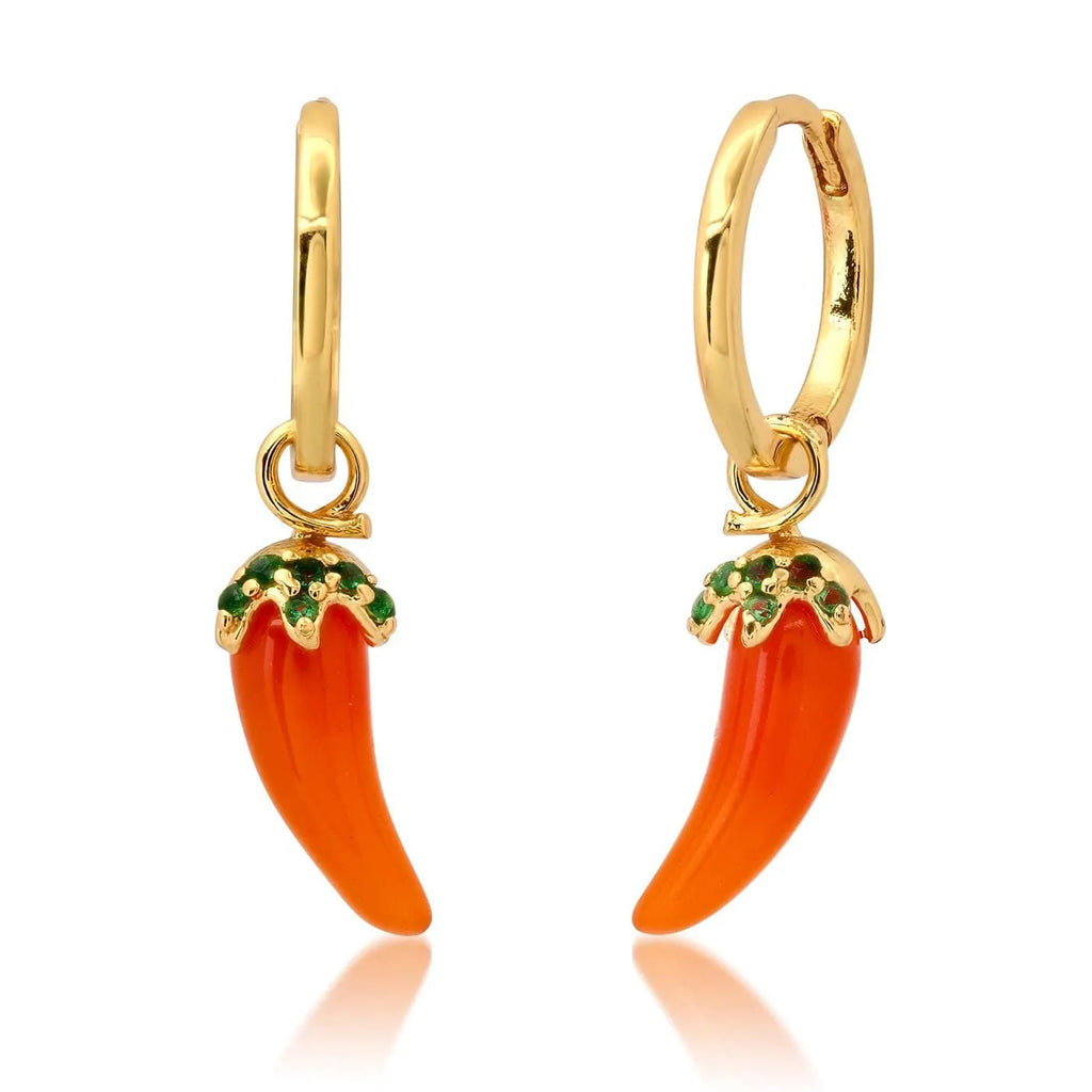 Gold plated fruit and vegetable design earrings in colourful electroplated finishes