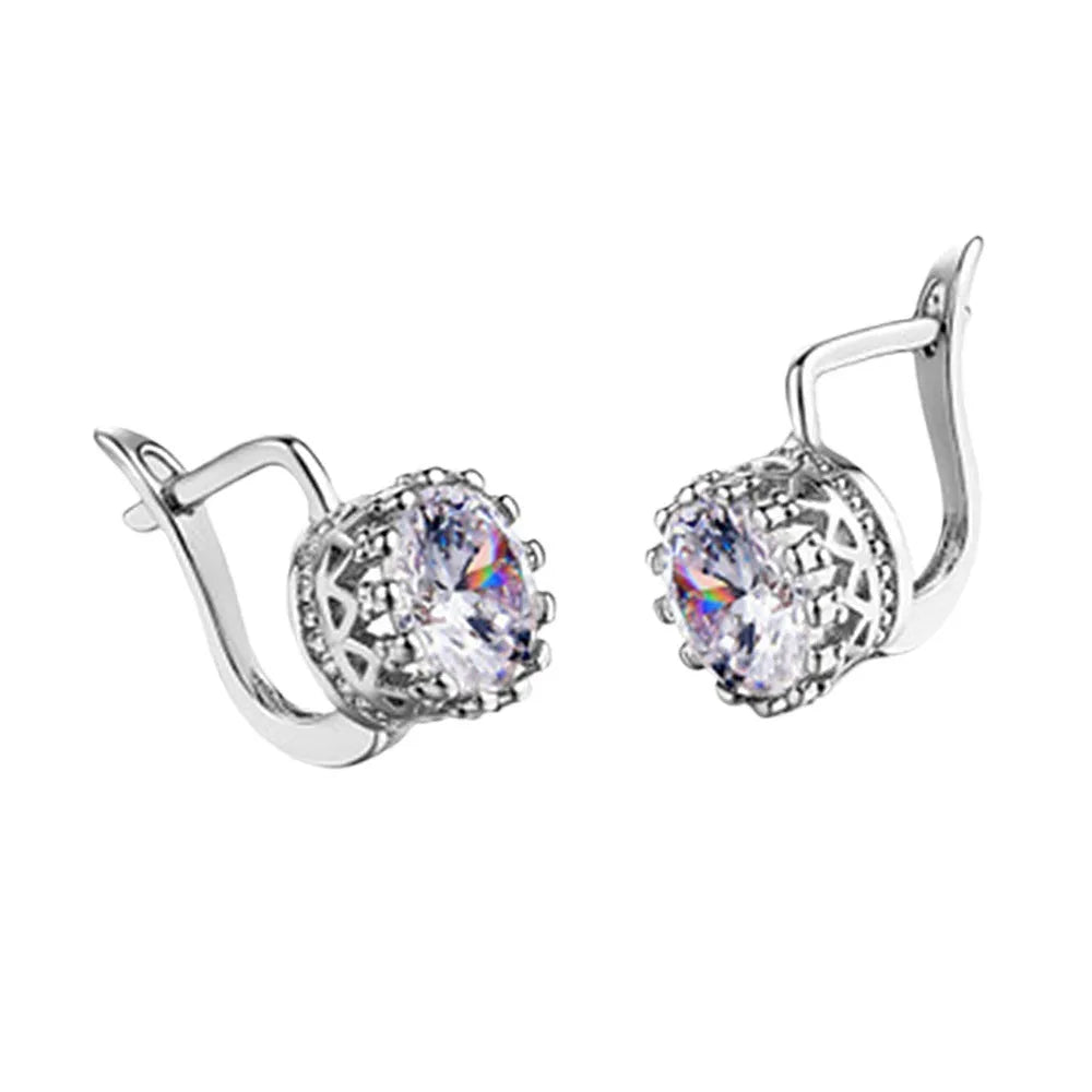Korean retro crown ear clips in rose gold or white gold colour on copper base