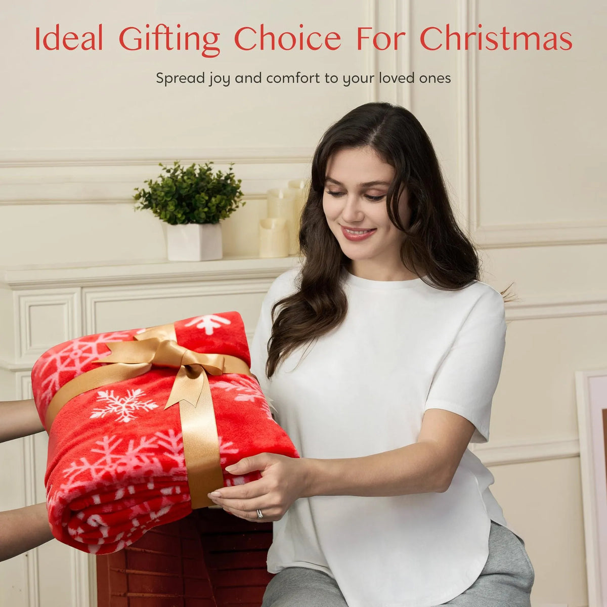 American style soft flannel Christmas blanket in plush polyester fabric showing colour and size options