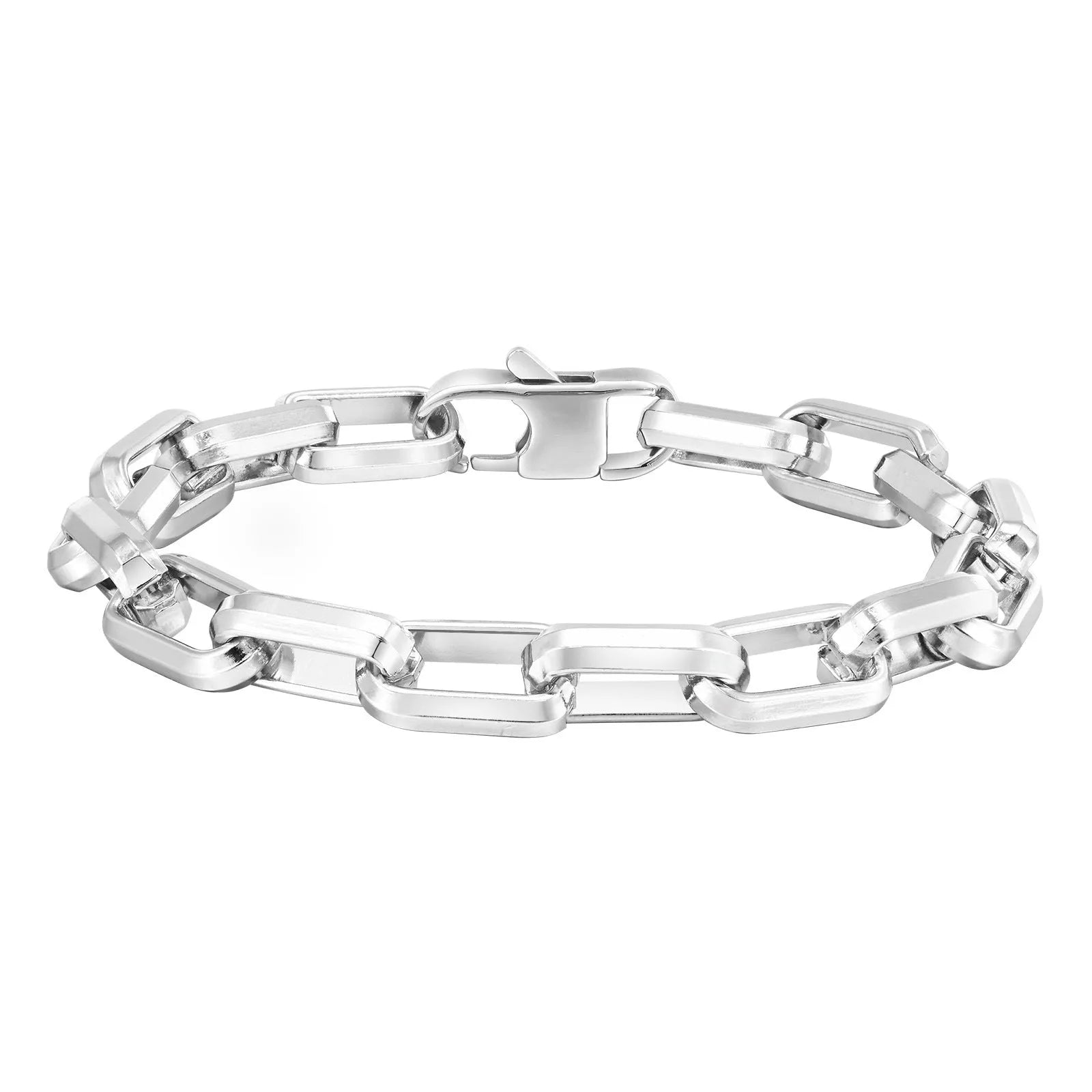 Men's stainless steel square chain bracelet in steel, gold, black and retro colour options