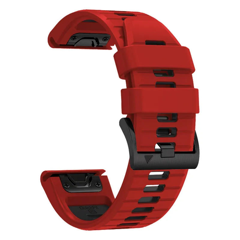 Fenix87pro6 two-colour quick release silicone strap for Garmin Fenix watches in multiple colour options.