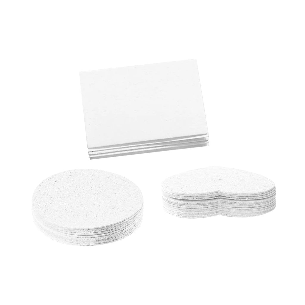 Wood pulp paper and fountain pen art set with heart, round, and square shaped sponge paper for drawing.