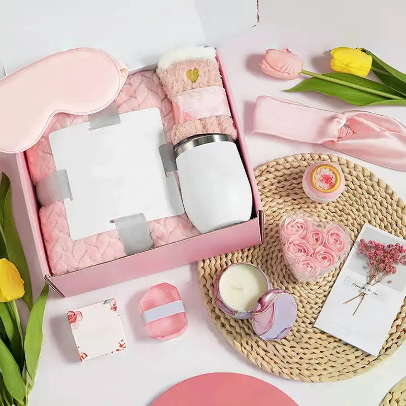 Soy wax aromatherapy candle bath set gift box showing multiple colour options