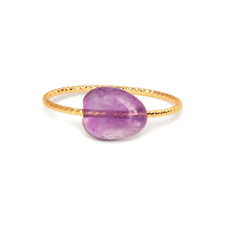 Women's coloured agate ring with geometric design showing natural stone variations