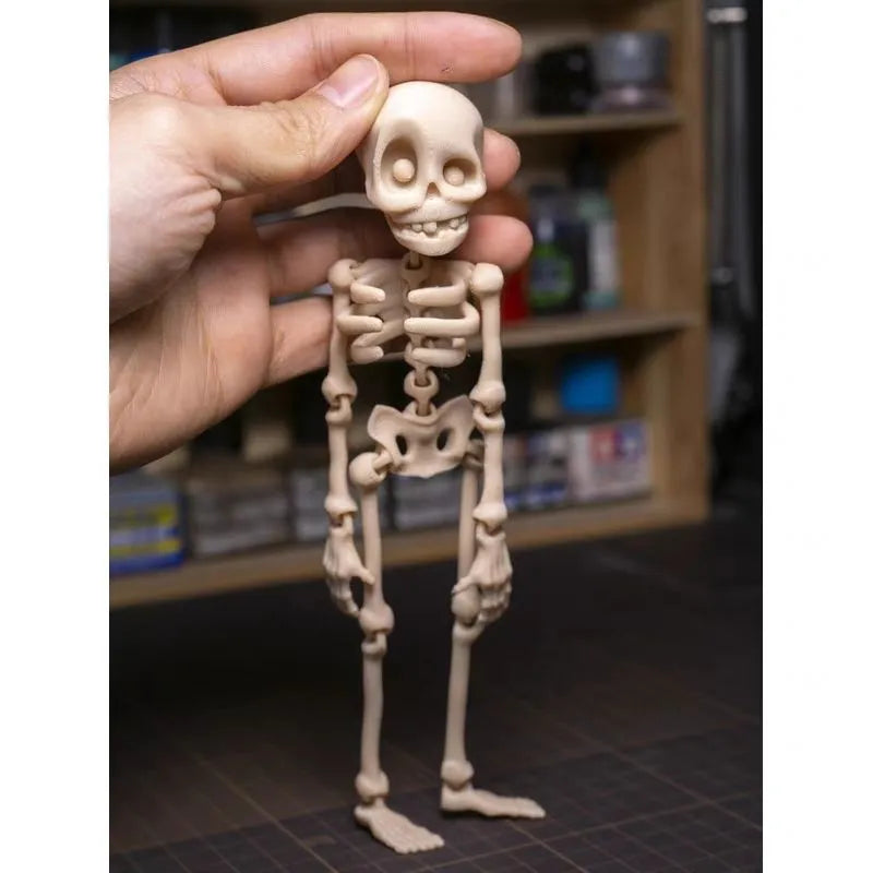 3D printed white skull refrigerator magnet showing detailed modelling at 18cm height