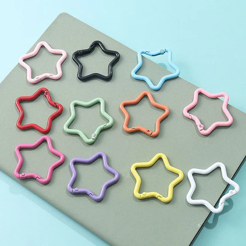 Zinc alloy five-pointed star keychain in macaron colours for backpack hanging decoration