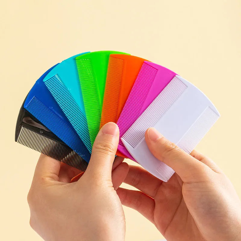 Double-edged plastic lice comb for pets and people in multiple colours