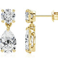 925 sterling silver geometric stud earrings with round and water drop moissanite stones