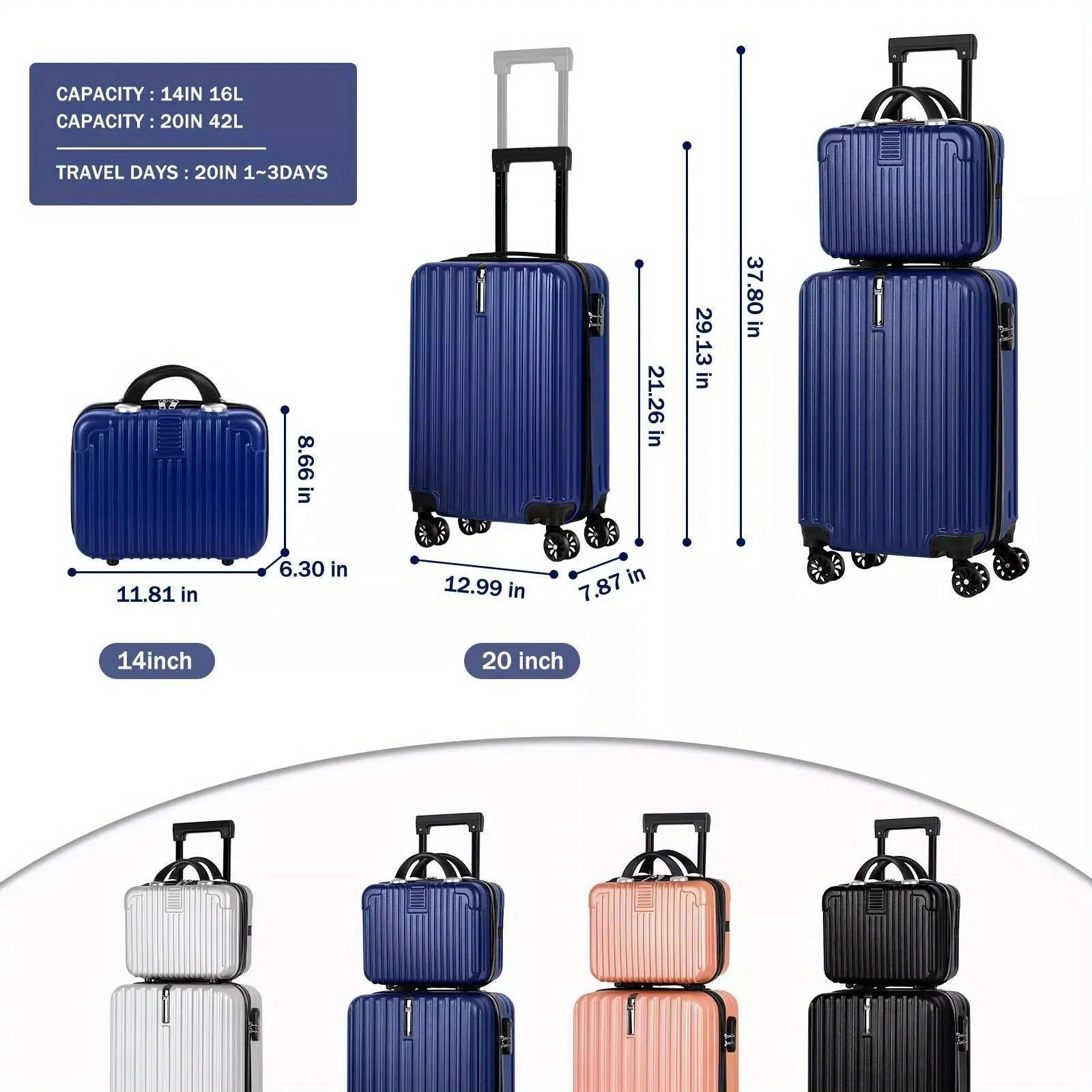 Aluminium alloy luggage travel set with two trunks in towel colour