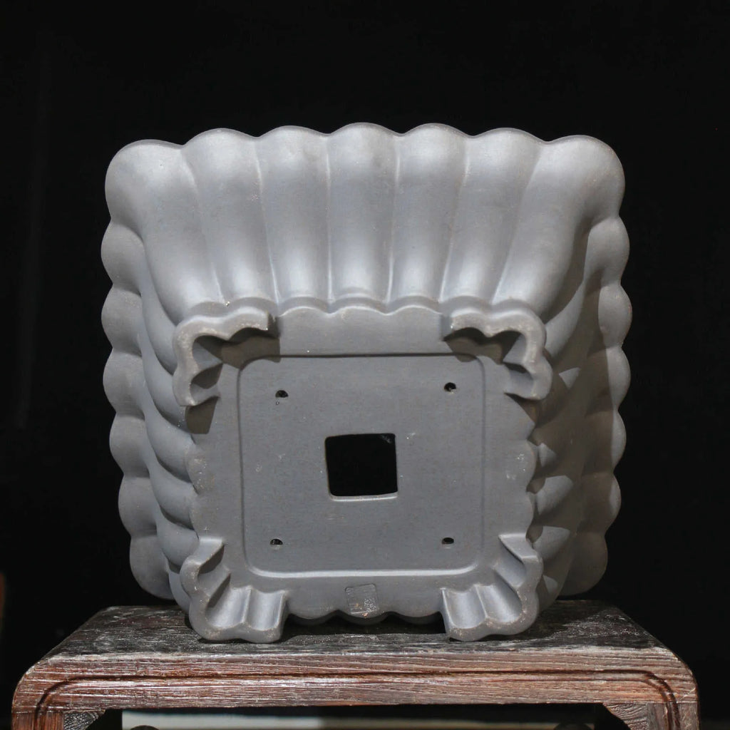 Purple sand ceramic square bonsai pot with classical styling for desktop plant display
