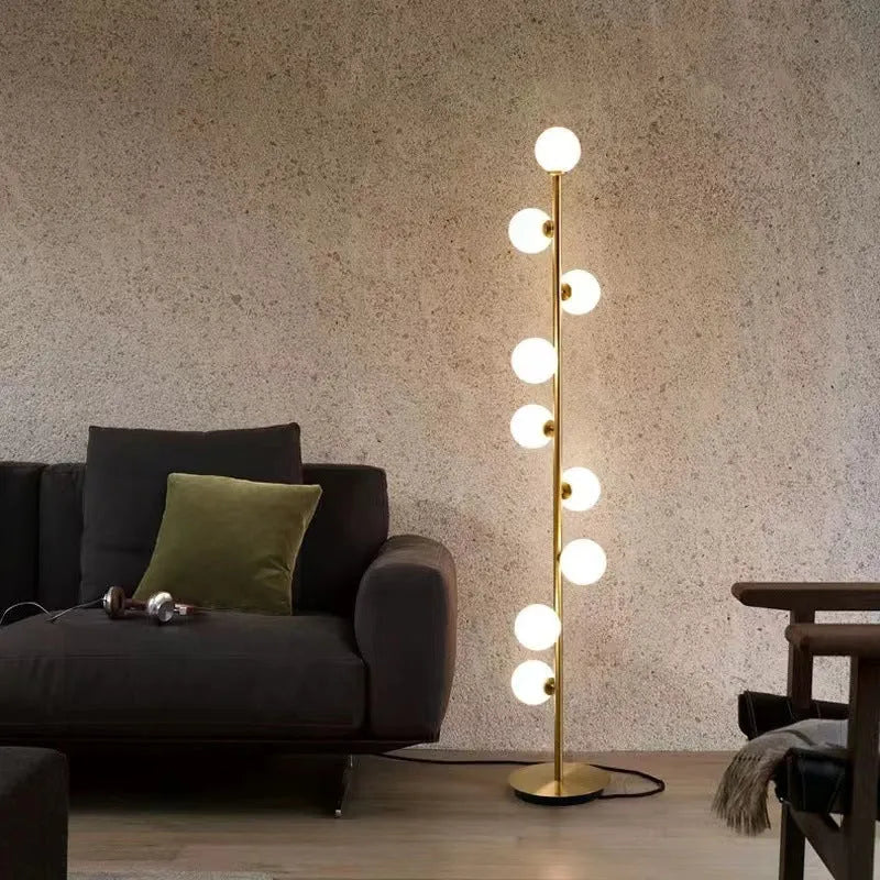 Modern Nordic floor lamp with iron base and marble foundation, 154cm tall with 23cm diameter