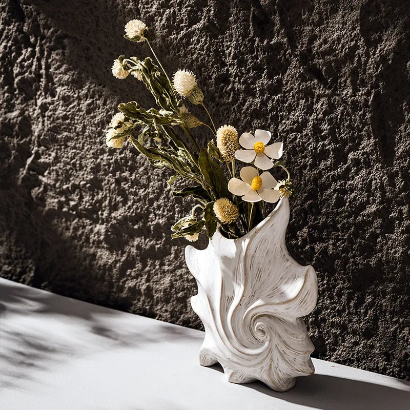 French art ceramic vase with coloured glaze in European retro style, hexagon or round shape