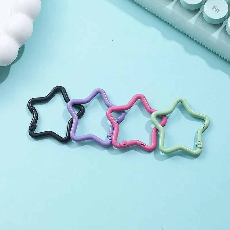 Zinc alloy five-pointed star keychain in macaron colours for backpack hanging decoration