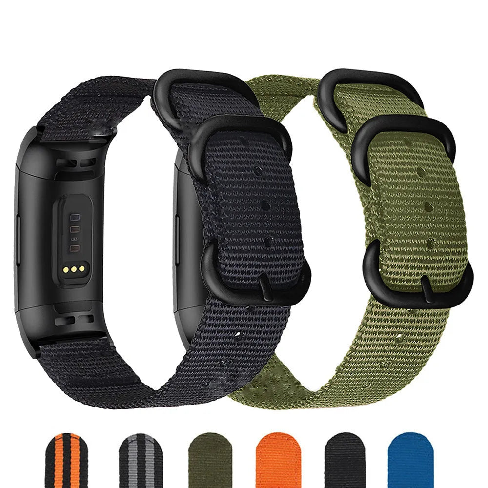 Fitbit Charge replacement nylon strap with three-ring buckle in multiple colour options