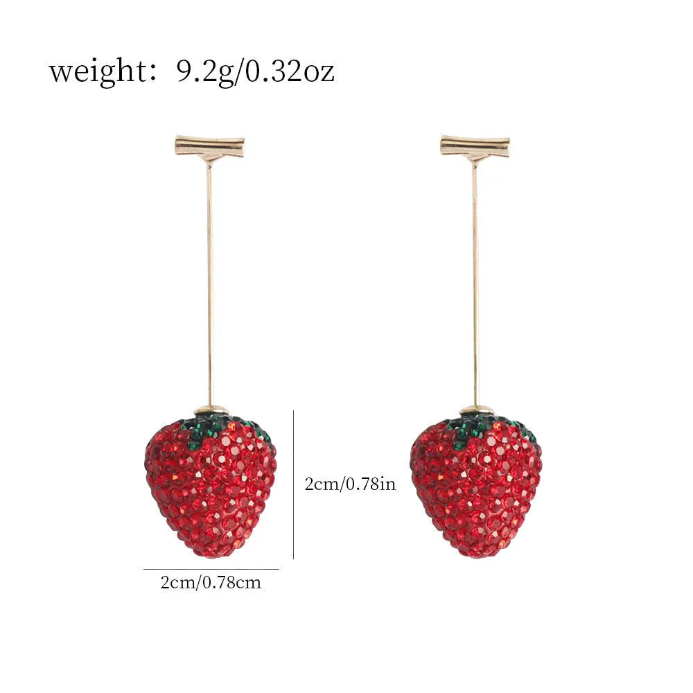 Geometric strawberry stud earrings with spot drill detailing in six colour variations