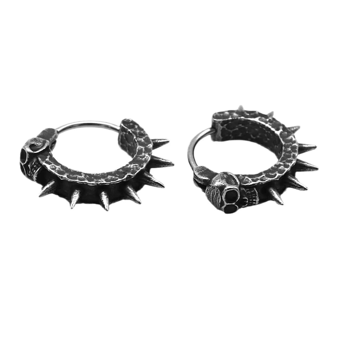 Motorcycle punk earrings with copper plastic finish and retro black geometric design for men and women