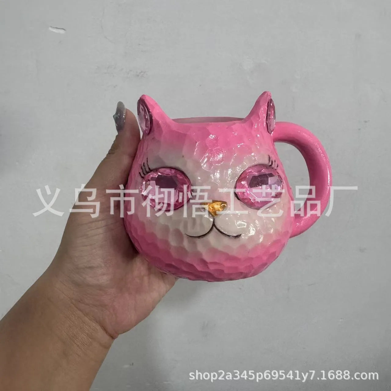 Crystal Earth Cat Cup resin craft ornament in purple green blue pink plastic for gift giving