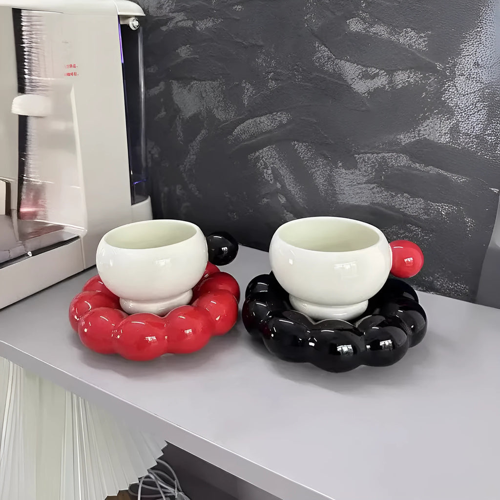 Ceramic coffee set with cup and dish in Nordic simple style design
