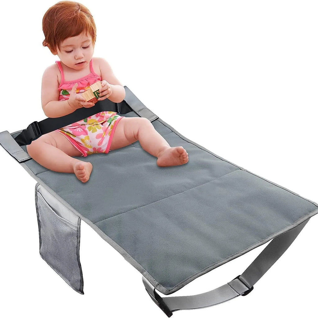 Portable children's aircraft pedal seat extender with drawstring pocket in blue colour