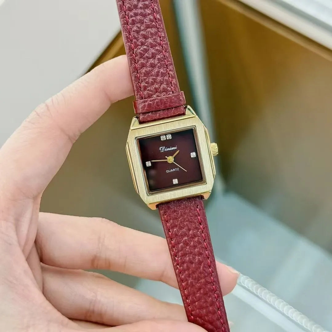 Alloy Ankela women's watch with octagonal diamond and rose gold Chinese style design details