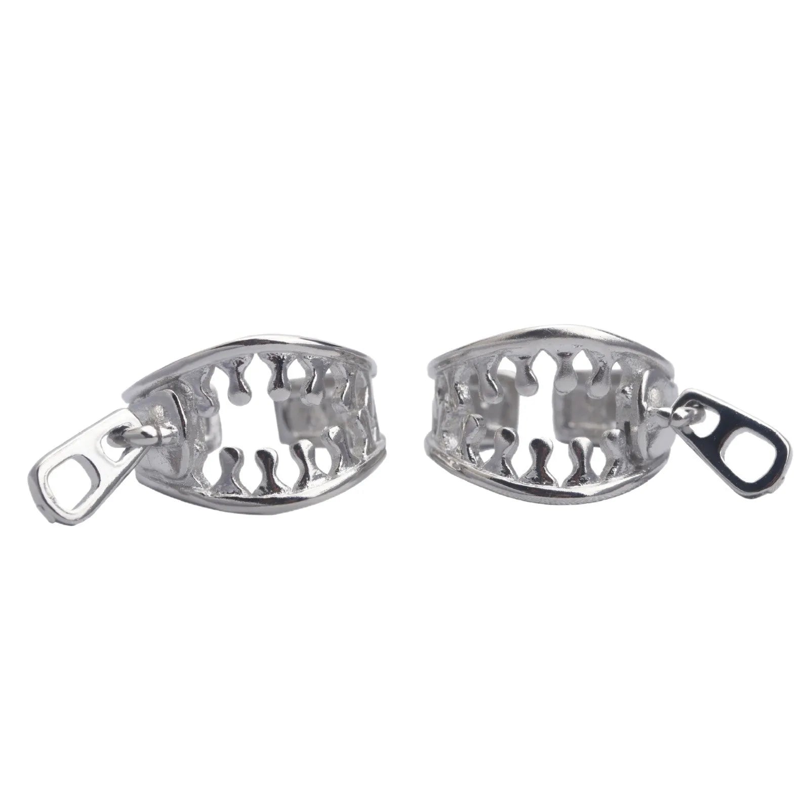 Copper geometric ear clips with zipper closure on bone clip, colour ES862.