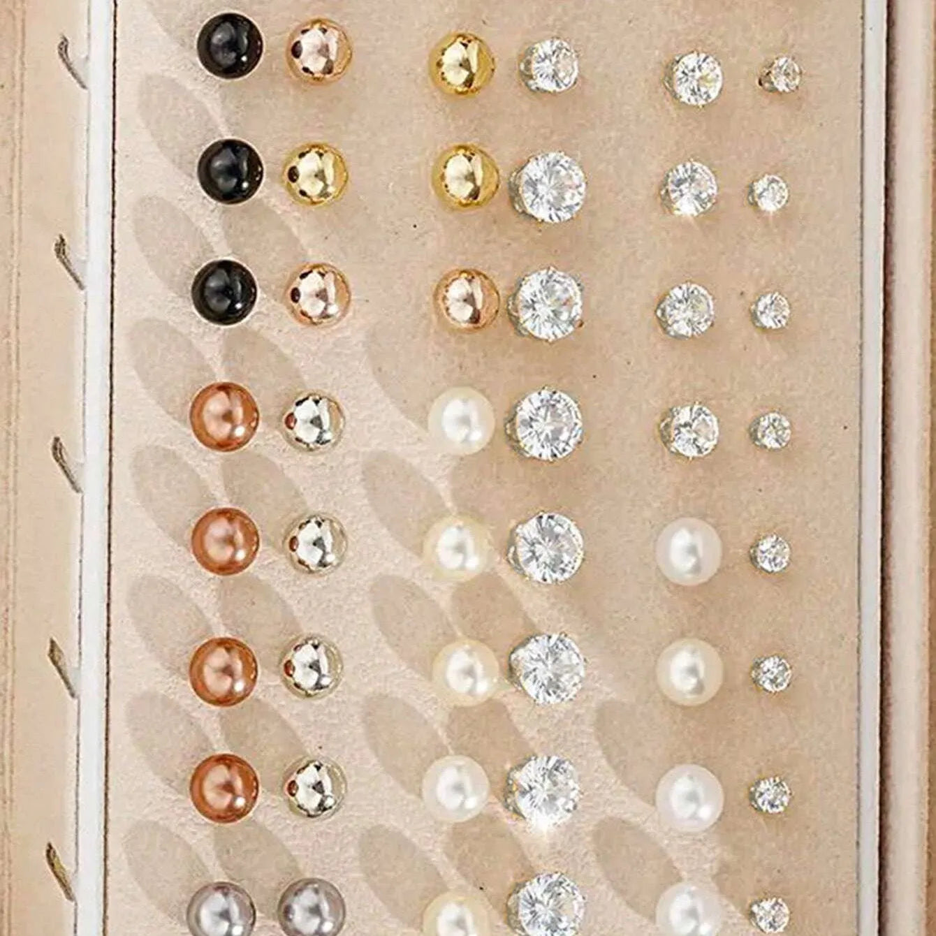 108 geometric alloy earrings with gold and yellow electroplated finishes arranged in combination set