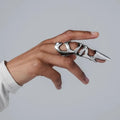 Silver alloy punk armour finger stall ring showing full finger coverage