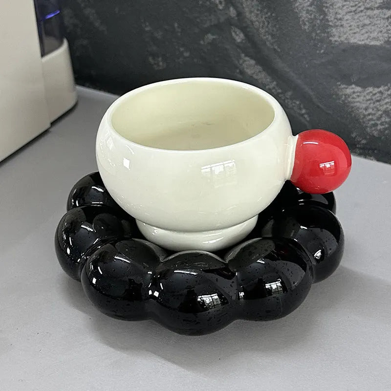 Ceramic coffee set with cup and dish in Nordic simple style design