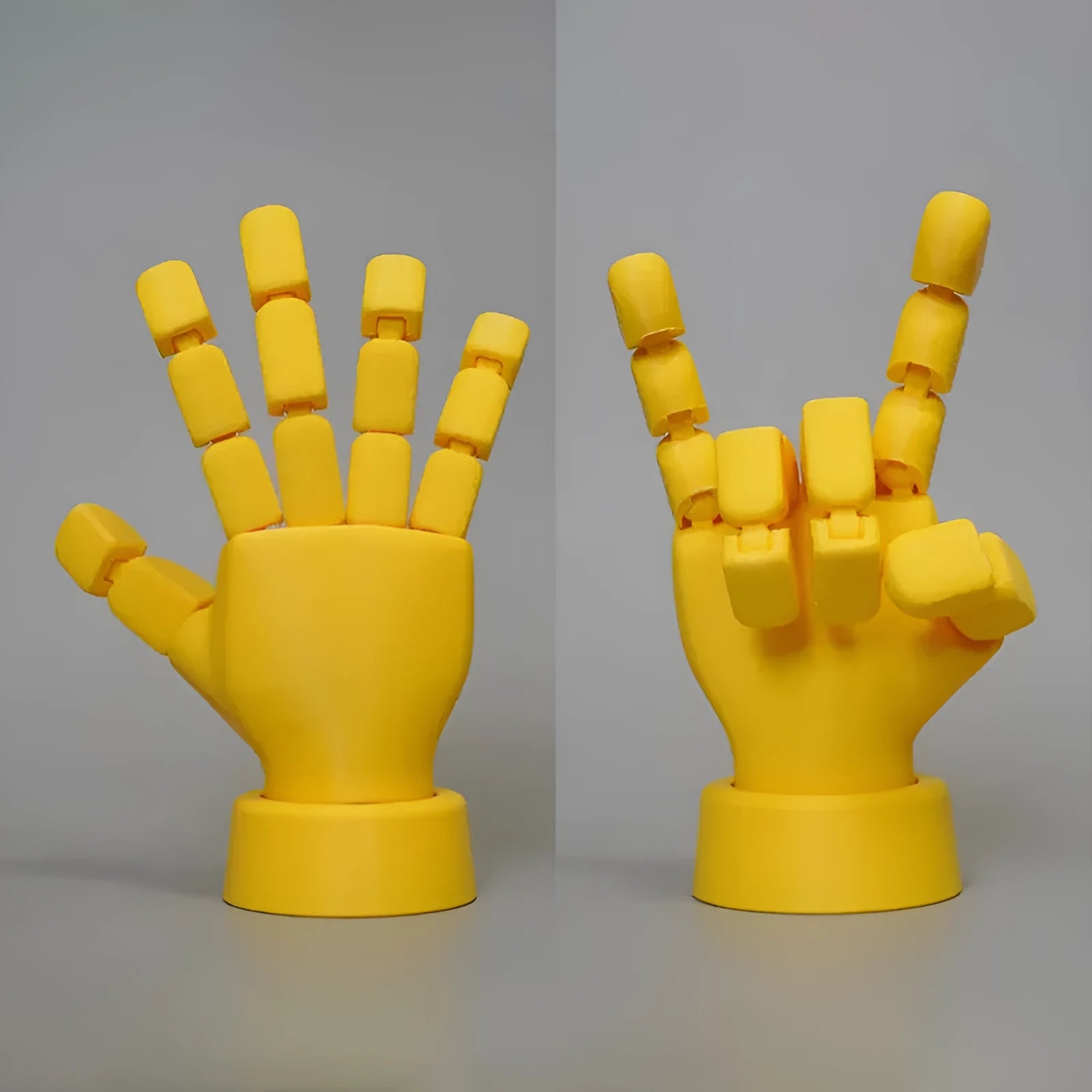 Yellow PLA plastic hand props with movable joints for cosplay and display decoration