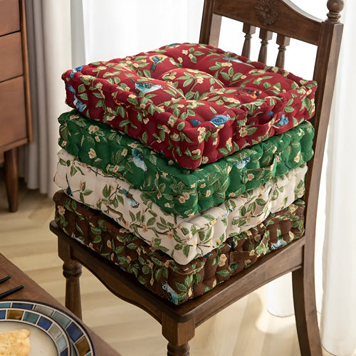 American dining chair cushion with plant pattern in apricot colour, 40×40×8cm with waist support