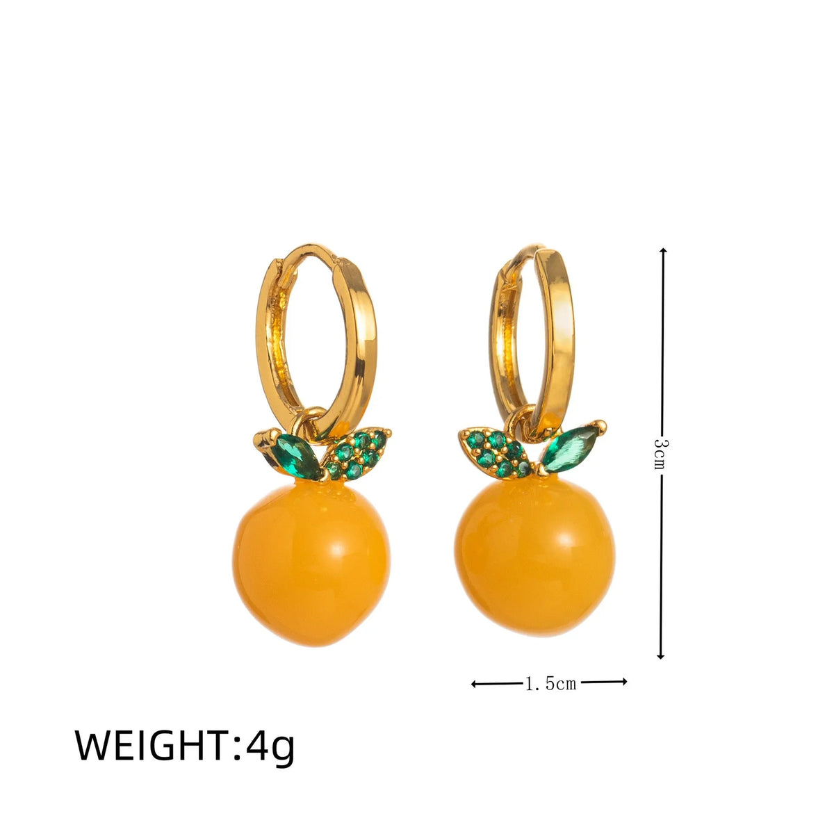 Gold plated fruit and vegetable design earrings in colourful electroplated finishes