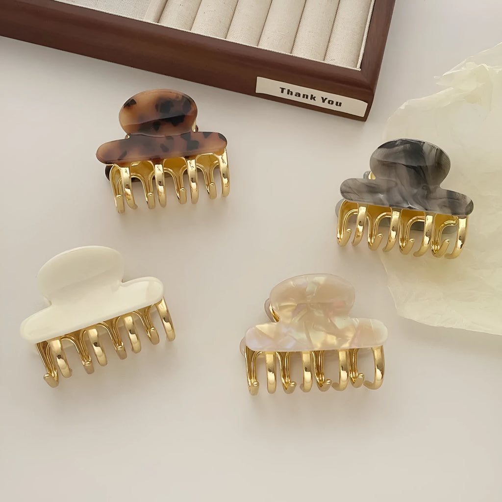 Women's retro acetate hair barrettes with metal grip in R08 colour variations
