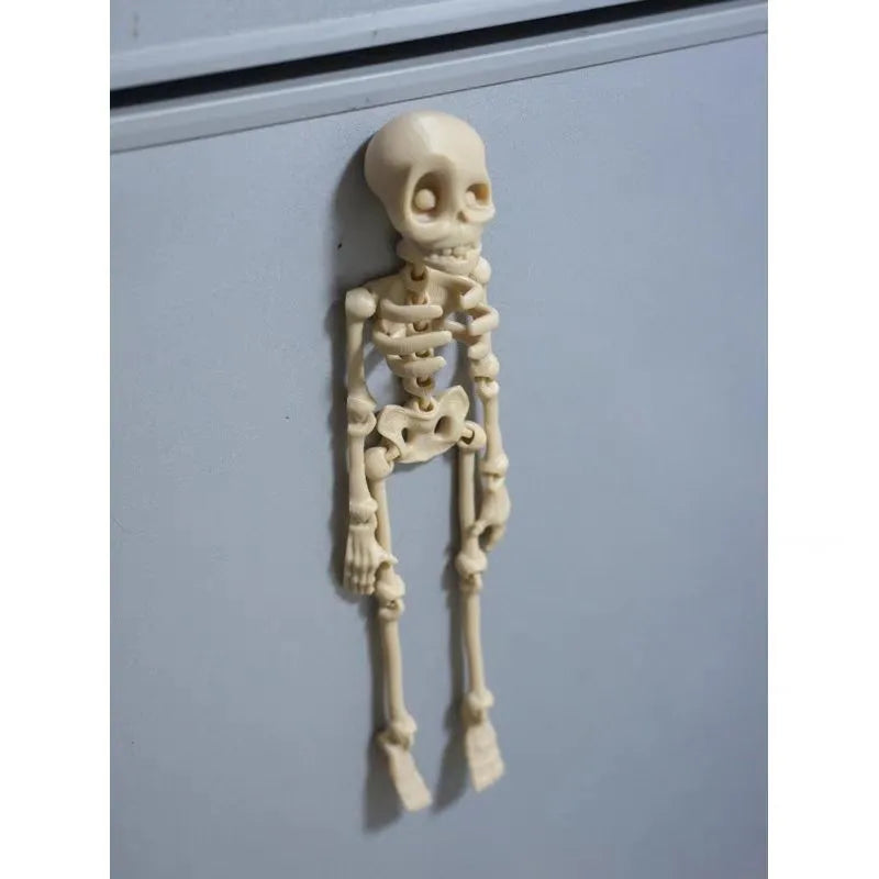 3D printed white skull refrigerator magnet showing detailed modelling at 18cm height