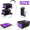 Personality foldable shopping cart with double baskets in blue, purple, pink, or red colours