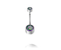 Titanium alloy double-headed zircon navel stud in geometric shape with internal thread