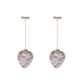 Geometric strawberry stud earrings with spot drill detailing in six colour variations