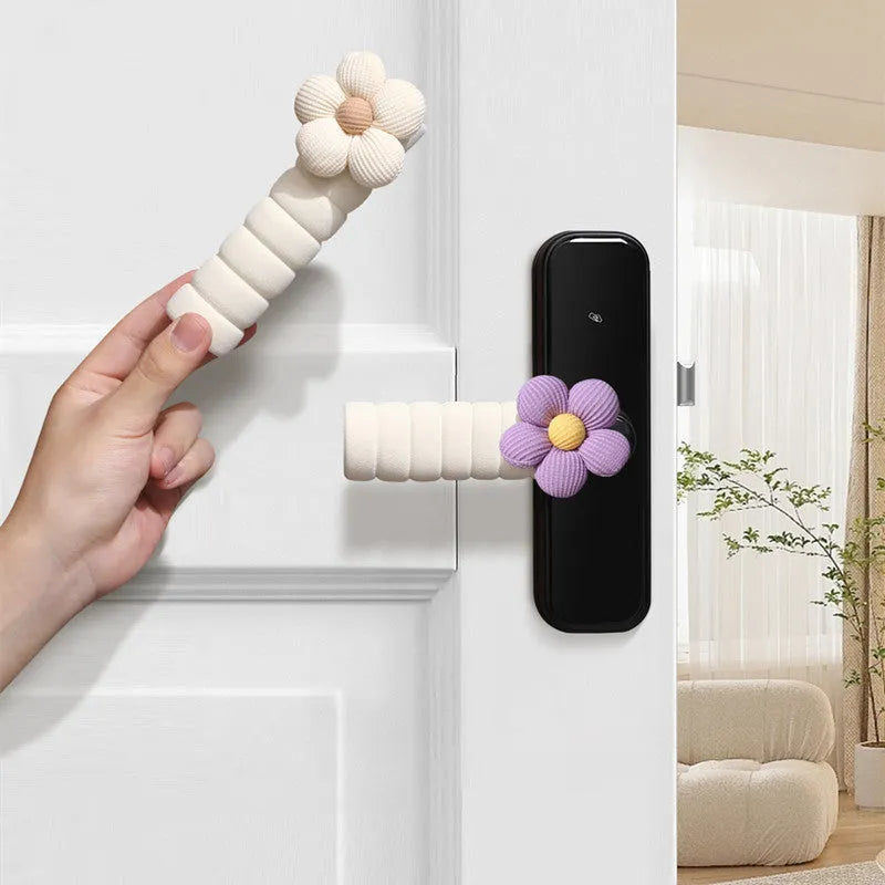 Flower pattern door handle protective cover in round shape with PEVA construction