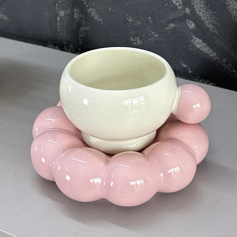 Ceramic coffee set with cup and dish in Nordic simple style design