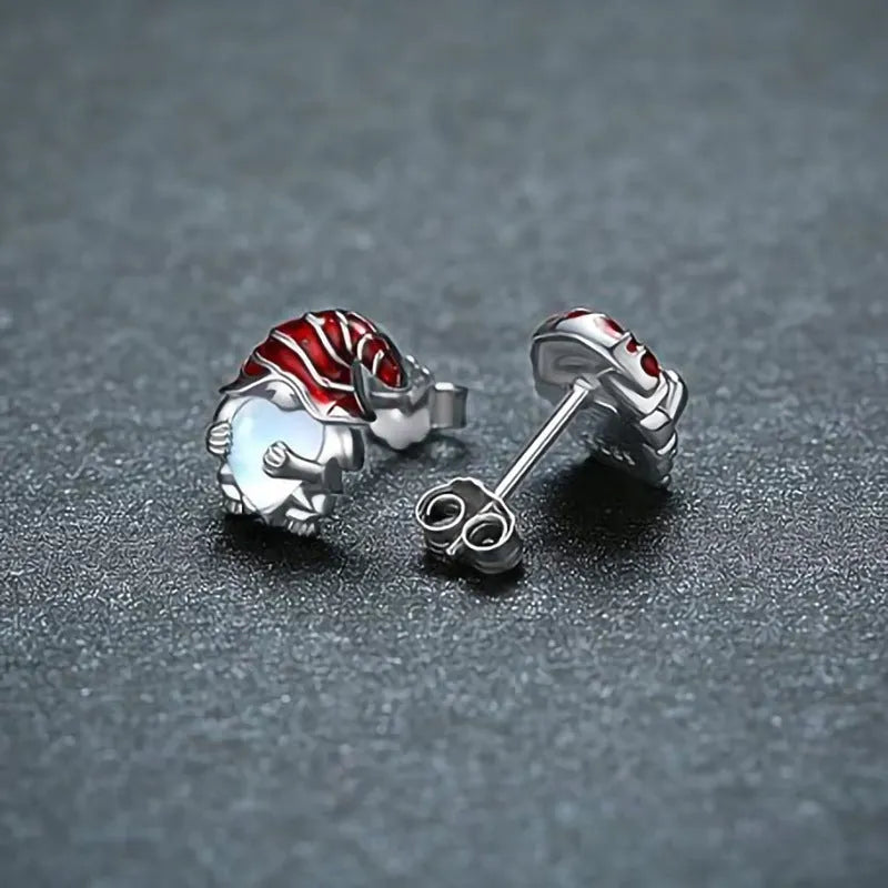 Women's heart-shaped earrings with Santa Claus design in white gold colour