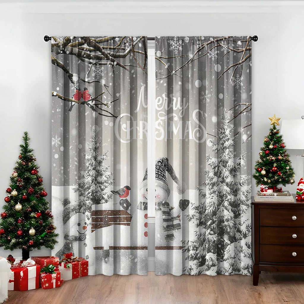 3D digital printed Christmas curtains in polyester with modern simplicity design