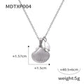 Women's titanium steel freshwater pearl necklace with vintage French shell pendant on O-shaped chain